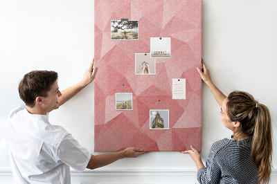 Kurken memobord met abstract roze geometrisch driehoekspatroon