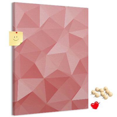 Kurken memobord met abstract roze geometrisch driehoekspatroon