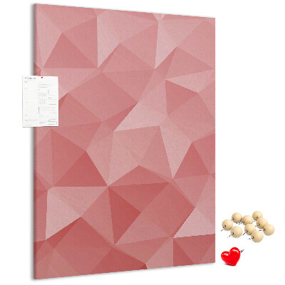 Kurken memobord met abstract roze geometrisch driehoekspatroon