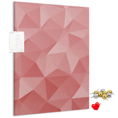 Kurken memobord met abstract roze geometrisch driehoekspatroon