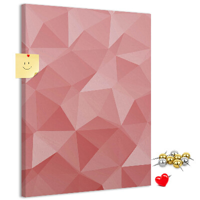 Kurken memobord met abstract roze geometrisch driehoekspatroon