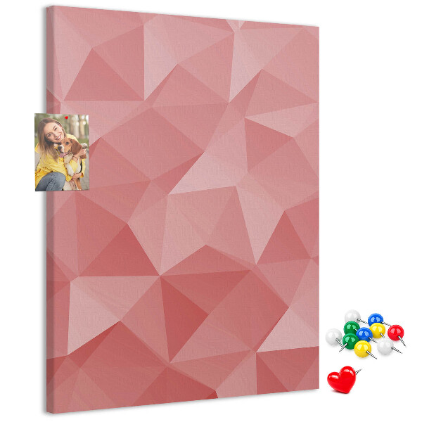 Kurken memobord met abstract roze geometrisch driehoekspatroon