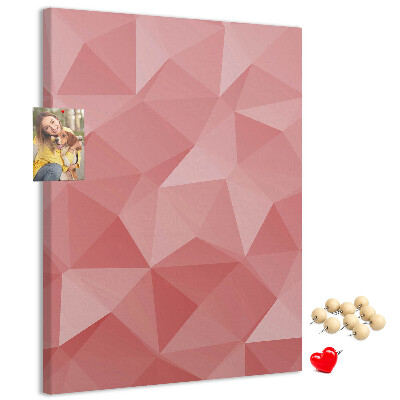Kurken memobord met abstract roze geometrisch driehoekspatroon