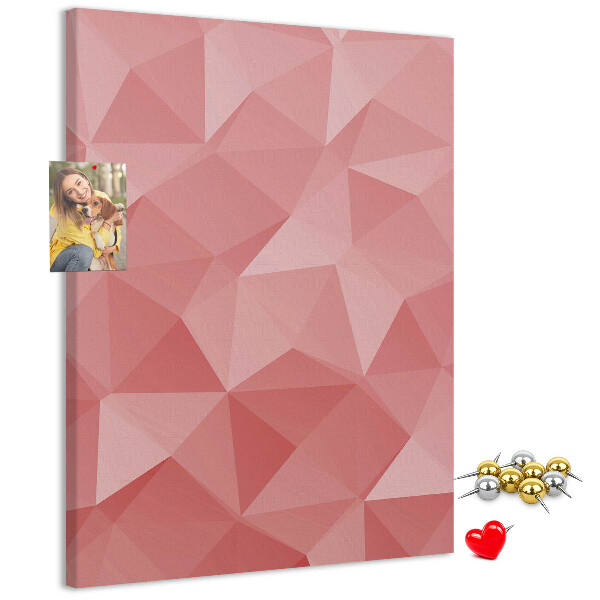 Kurken memobord met abstract roze geometrisch driehoekspatroon