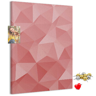 Kurken memobord met abstract roze geometrisch driehoekspatroon