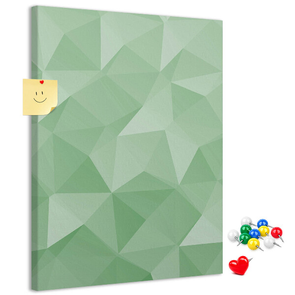 Prikbord van kurk met geometrische vormen in groene tinten