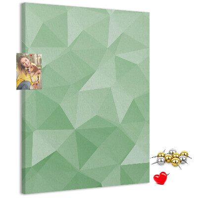 Prikbord van kurk met geometrische vormen in groene tinten