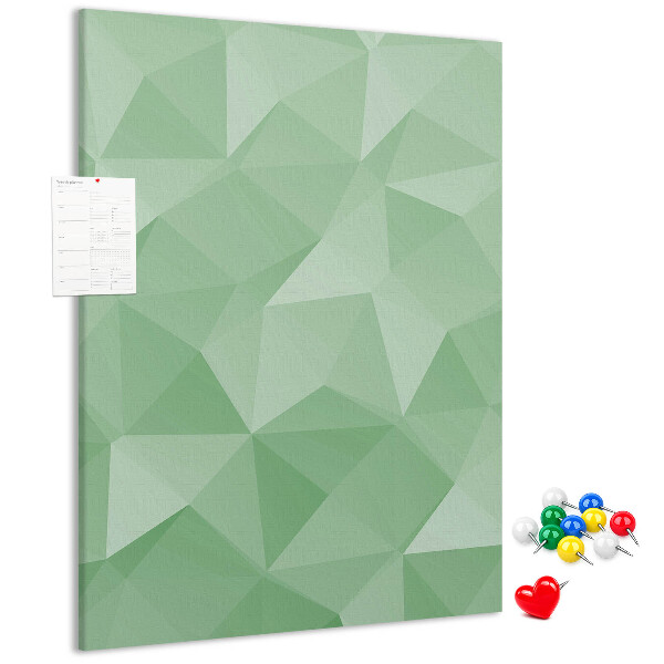 Prikbord van kurk met geometrische vormen in groene tinten