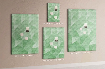 Prikbord van kurk met geometrische vormen in groene tinten