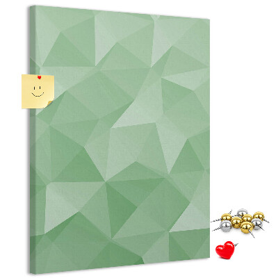 Prikbord van kurk met geometrische vormen in groene tinten