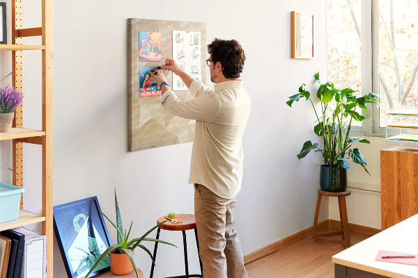 Kurk bedrukken geometrische vormen in beige en bruine tinten