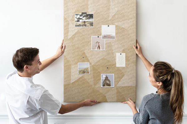 Kurk bedrukken geometrische vormen in beige en bruine tinten