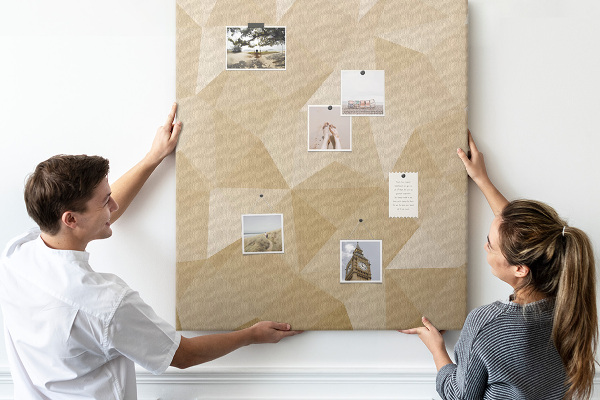Kurk bedrukken geometrische vormen in beige en bruine tinten