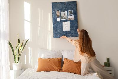 Kurk met print elegant marmer in diverse tinten marineblauw