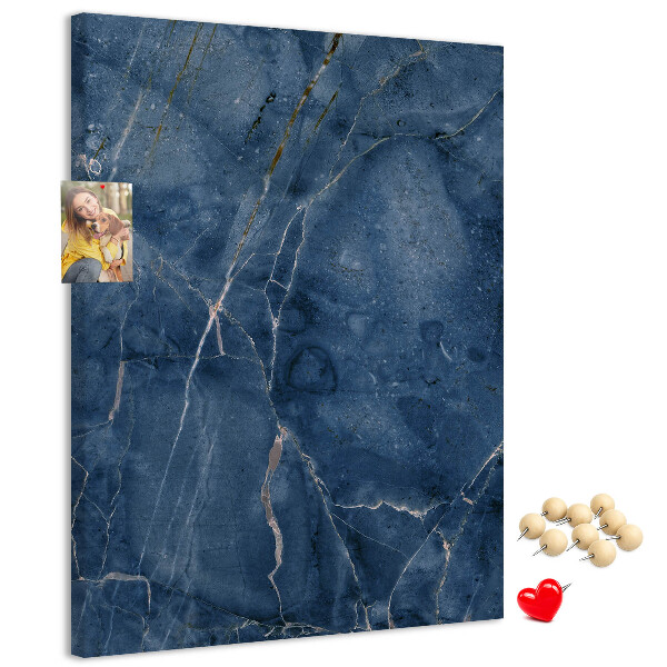 Kurk met print elegant marmer in diverse tinten marineblauw