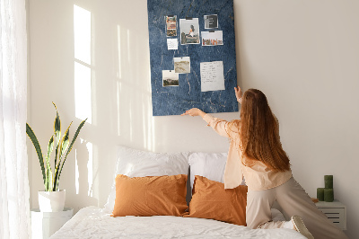 Kurk met print elegant marmer in diverse tinten marineblauw