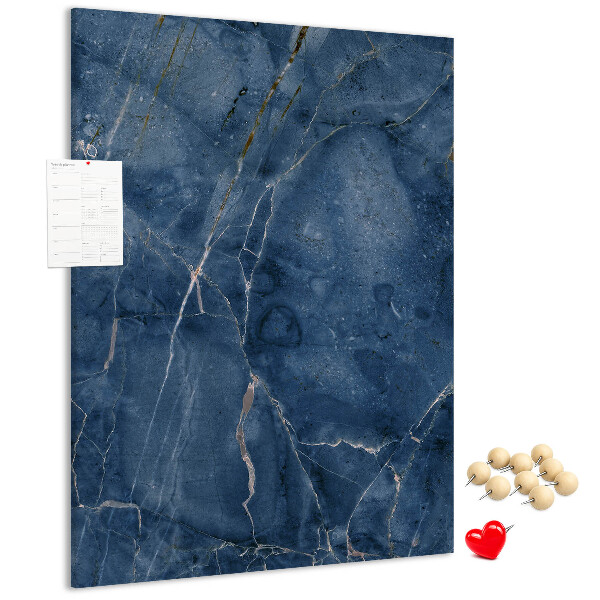 Kurk met print elegant marmer in diverse tinten marineblauw