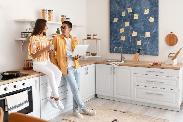 Kurk met print elegant marmer in diverse tinten marineblauw