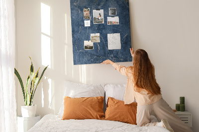 Kurk met print elegant marmer in diverse tinten marineblauw