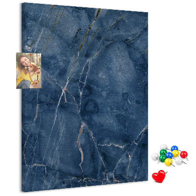 Kurk met print elegant marmer in diverse tinten marineblauw