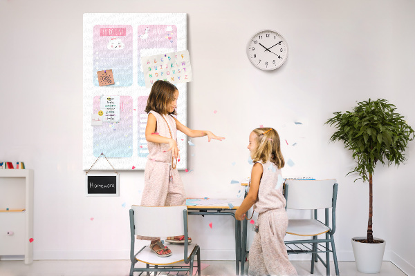 Kurken memobord kleurrijke notitieboekjes met eenhoornmotief