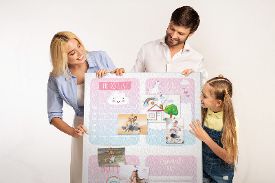Kurken memobord kleurrijke notitieboekjes met eenhoornmotief