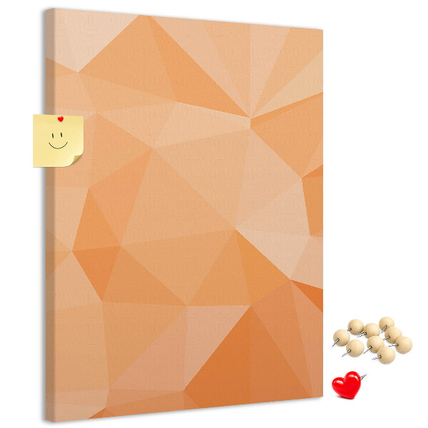 Kurk prikbord met geometrische vormen in oranje en beige tinten