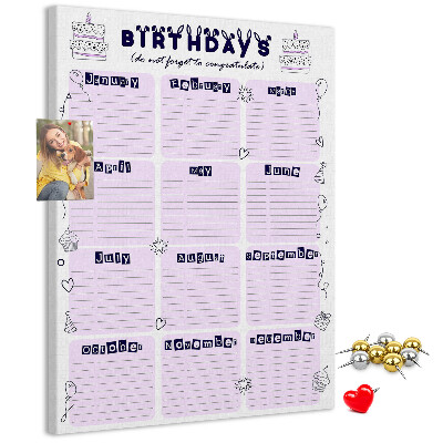 Kurken memobord verjaardagskalender met kleurrijke ballonnen