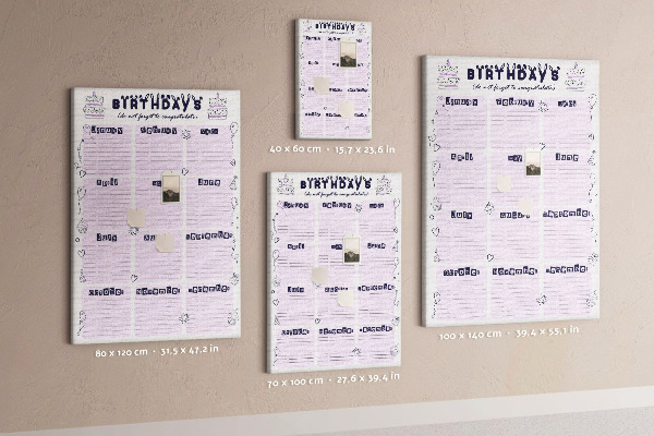 Kurken memobord verjaardagskalender met kleurrijke ballonnen