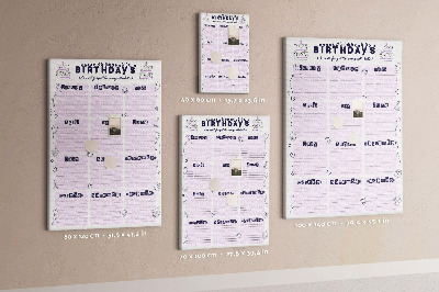 Kurken memobord verjaardagskalender met kleurrijke ballonnen