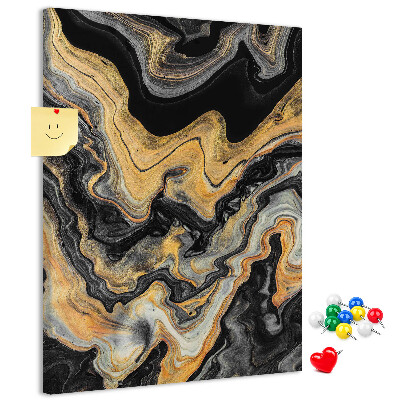 Kurk met print abstracte marmergolven in goud en zwart