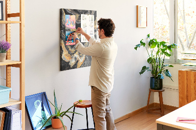 Kurk met print abstracte marmergolven in goud en zwart