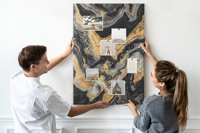 Kurk met print abstracte marmergolven in goud en zwart