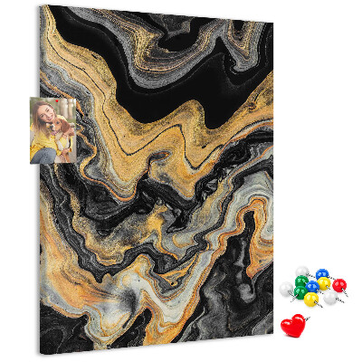 Kurk met print abstracte marmergolven in goud en zwart
