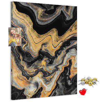 Kurk met print abstracte marmergolven in goud en zwart