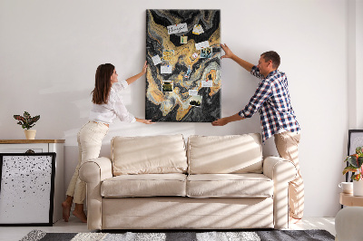 Kurk met print abstracte marmergolven in goud en zwart