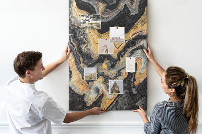 Kurk met print abstracte marmergolven in goud en zwart