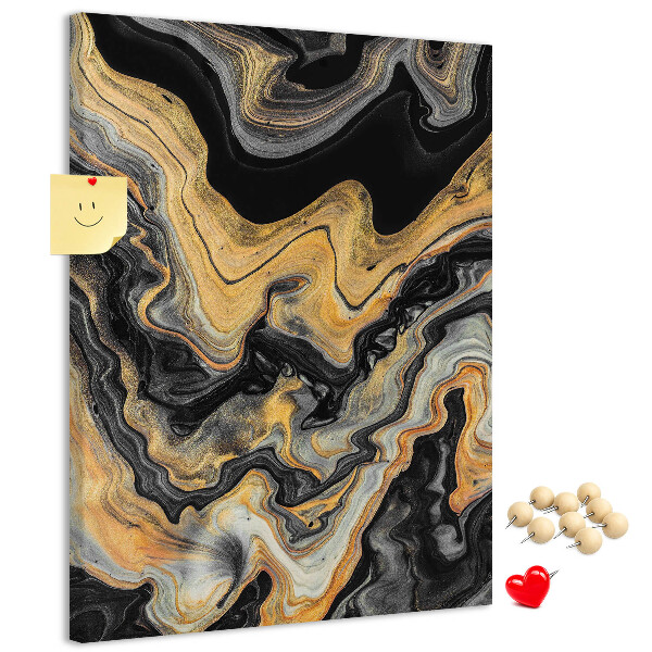 Kurk met print abstracte marmergolven in goud en zwart