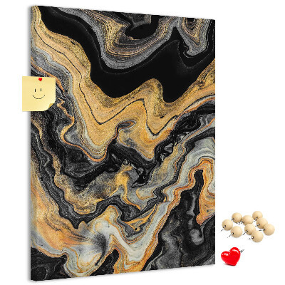 Kurk met print abstracte marmergolven in goud en zwart