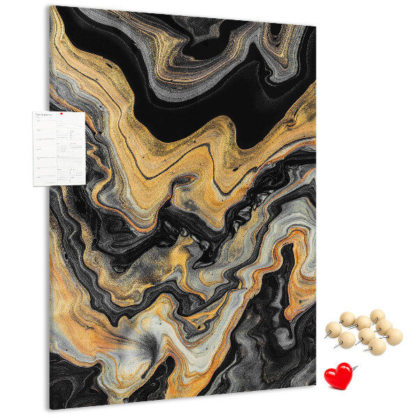 Kurk met print abstracte marmergolven in goud en zwart