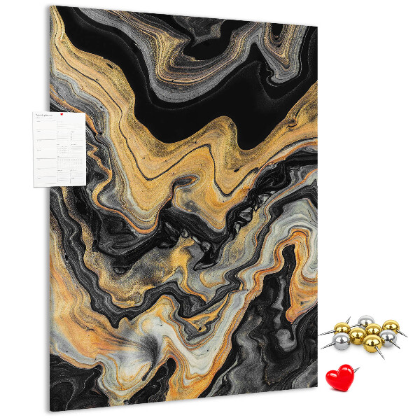 Kurk met print abstracte marmergolven in goud en zwart