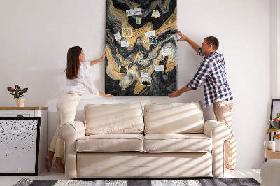 Kurk met print abstracte marmergolven in goud en zwart