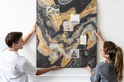 Kurk met print abstracte marmergolven in goud en zwart