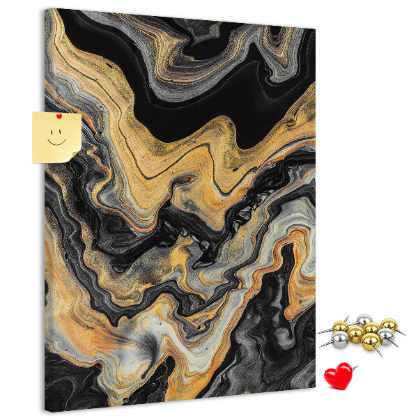 Kurk met print abstracte marmergolven in goud en zwart