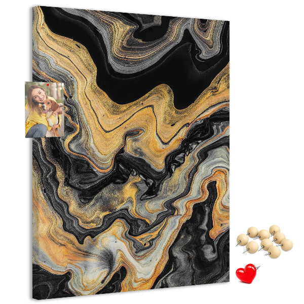 Kurk met print abstracte marmergolven in goud en zwart