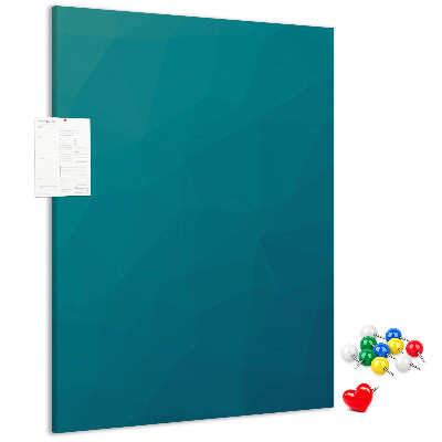 Kurken prikbord met geometrische blauwtinten op de achtergrond