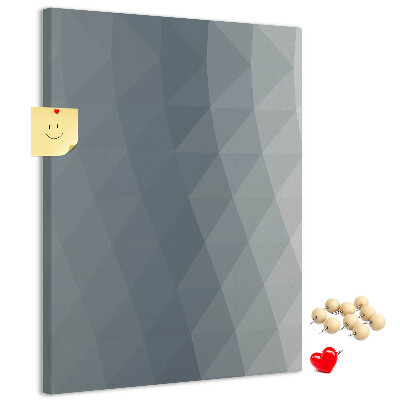Kurken memobord met geometrisch patroon in grijstinten