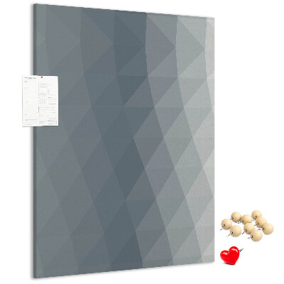 Kurken memobord met geometrisch patroon in grijstinten