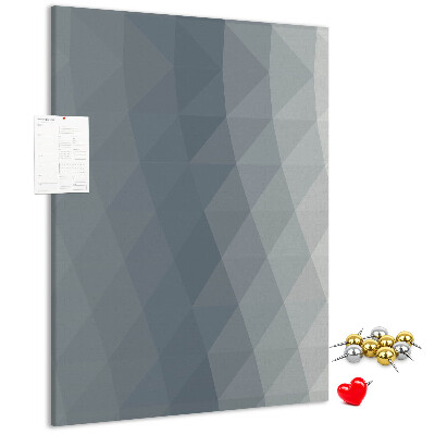 Kurken memobord met geometrisch patroon in grijstinten