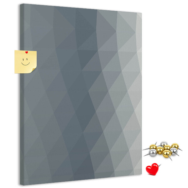 Kurken memobord met geometrisch patroon in grijstinten